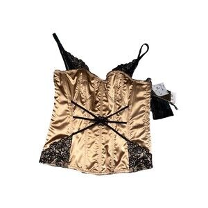 Chantelle Floral-Lace Soft Gold Corset Bustier Iv 36C Shape Wear Lingerie NWT